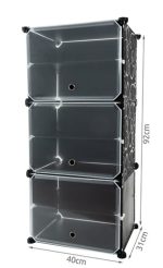 Πλαστική Παπουτσοθήκη με 6 Ράφια Μαύρο 40x31x92cm 00012264 - Image 2