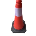Κώνος σήμανσης PE πλαστικός ύψος 50cm με βαρία τετράγωνη ελαστική βάση