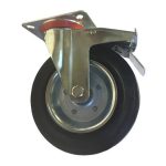 Ρόδα μαύρη περιστρεφόμενη με φρένο 80x30mm, αντοχή 60Kg