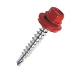 Τρυπανόβιδα με κόκκινο κεφάλι εξάγωνο ροδέλα και λάστιχο 100τεμ. Νο6,3x25mm