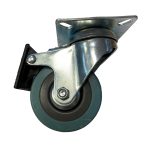 Ρόδα γκρι περιστρεφόμενη με φρένο 65x21mm, αντοχή 40Kg
