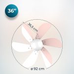 EnergySilence Aero 3600 Vision Nude Ανεμιστήρας Οροφής Φωτιστικό Cecotec 92 cm Λευκό–Ροζ Παστέλ - Image 3