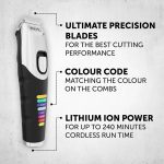 Wahl Color Trim Μαύρο‑Ασημί Επαναφορτιζόμενο Τρίμερ με 8 Χρωματιστά Χτενάκια - Image 5