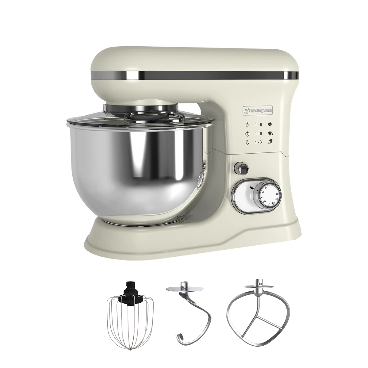 103097 Westinghouse WKSMXR498WH Retro Series – Επιτραπέζιος Μίξερ 1200W με Κάδο 5L / Λευκό Retro - Image 1
