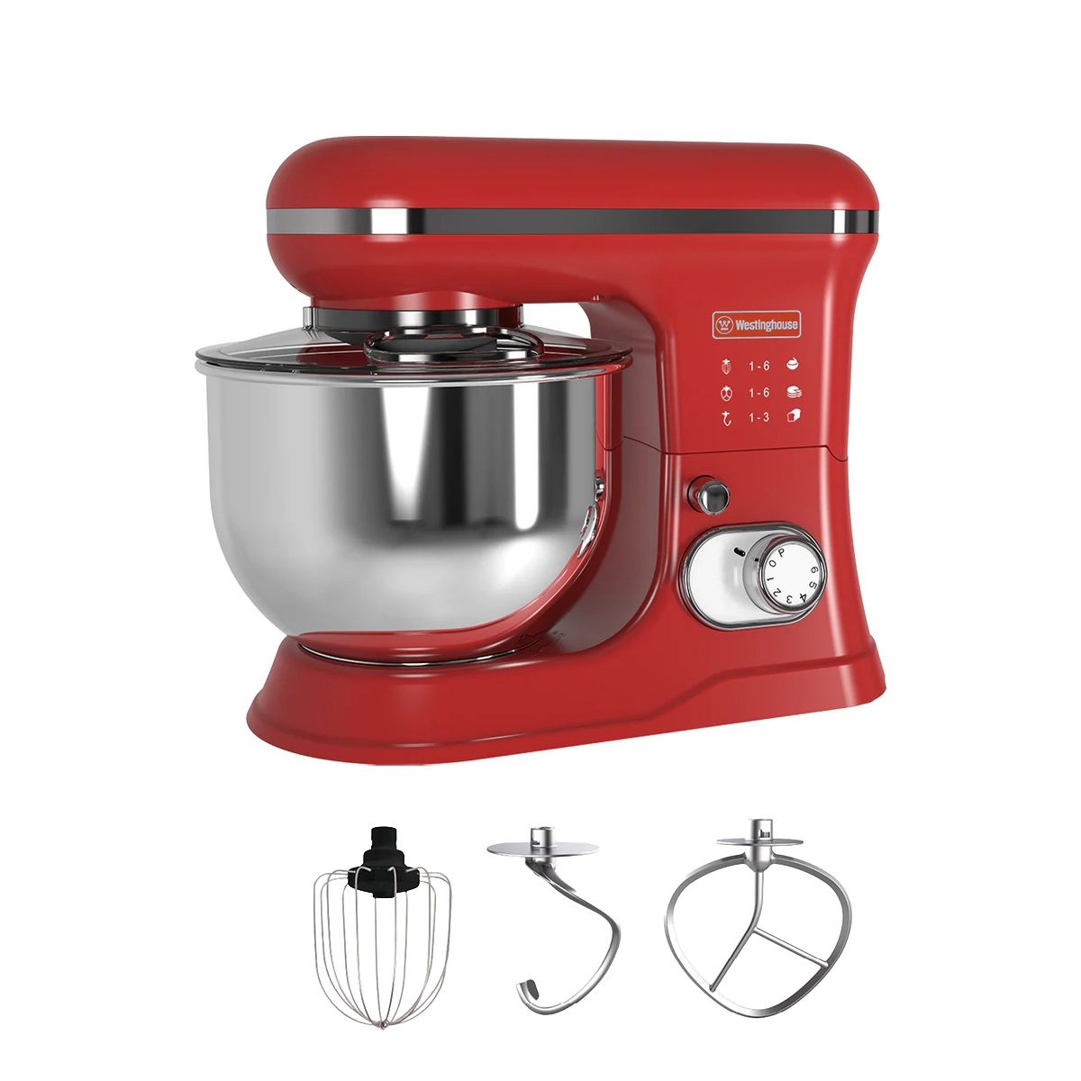 103098 Westinghouse WKSMXR498RD Retro Series – Επιτραπέζιος Μίξερ 1200W με Κάδο 5L / Κόκκινο Retro - Image 1
