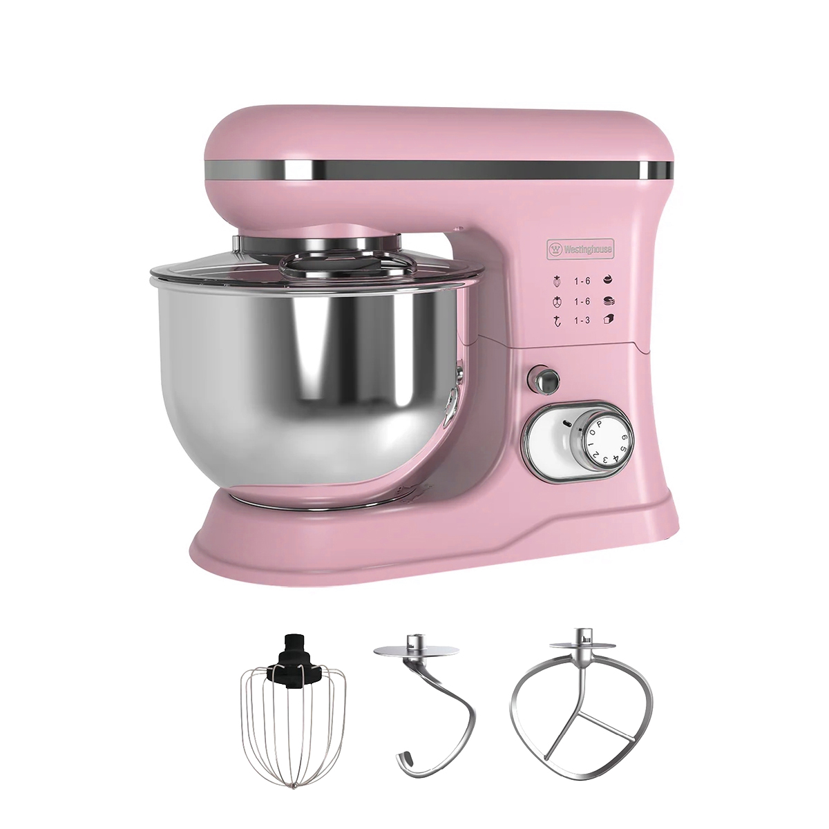 103100 Westinghouse WKSMXR498PK Retro Series – Επιτραπέζιο Μίξερ 1200W με Κάδο 5L / Ροζ Retro - Image 1