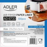 Adler Αντικολλητικά Χαρτιά για Air Fryer 23x23εκ. 100τμχ AD_6733 - Image 2