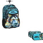 Σχολικό Σετ No Fear Fluo Lion Trolley – Τρόλεϊ 30 lt & Κασετίνα Οβάλ 2 Θηκών