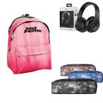 Εφηβικό Σχολικό Σετ Pink Gradient No Fear – Σακίδιο 25 lt, Κασετίνα Denim & Ακουστικά Bluetooth RGB