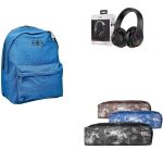 Εφηβικό Σχολικό Σετ Blue – Σακίδιο 25 lt, Κασετίνα Denim & Ακουστικά Bluetooth RGB