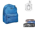 Εφηβικό Σχολικό Σετ No Fear Blue – Σακίδιο 25 lt, Κασετίνα Denim & Ακουστικά Bluetooth (Λευκά)