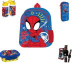 Σχολικό Σετ Νηπιαγωγείου Spiderman 5 Τεμαχίων – Τσάντα Πλάτης 29cm, Κασετίνα 3D, Δοχείο Φαγητού BPA Free, Παγούρι BPA Free & Ρολόι LED