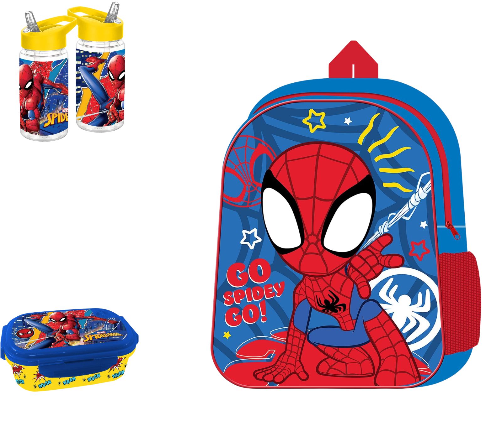 spidermancomb4 Σχολικό Σετ Νηπιαγωγείου Spiderman 3 Τεμαχίων – Τσάντα Πλάτης 29cm, Δοχείο Φαγητού BPA Free & Παγούρι BPA Free - Image 1