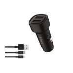Τtec SmartCharger Duo 3.1A/15.5W USB‑A με Lightning & USB‑C Καλώδιο- Μαύρο