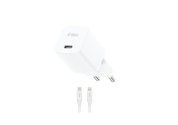 ttec light 20 1 Ttec SmartCharger GaN 20W PD Ταχυφορτιστής USB‑C Με Γρήγορη Φόρτιση- Λευκό - Image 1