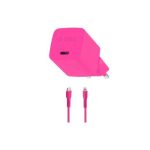 Ttec SmartCharger GaN 20W PD Ταχυφορτιστής Ταξιδιού USB‑C – Lightning Καλώδιο 120cm Neon Pink