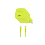 Ttec SmartCharger GaN 20W PD Ταχυφορτιστής Ταξιδιού USB‑C – Lightning Καλώδιο 120cm Neon Yellow