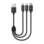 Ttec AlumiCable Mini Trio Καλώδιο Φόρτισης και Συγχρονισμού 30 cm Μαύρο
