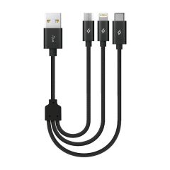 ttec mini trio Ttec AlumiCable Mini Trio Καλώδιο Φόρτισης και Συγχρονισμού 30 cm Μαύρο - Image 1