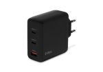 Ttec SmartCharger Trio GaN 120W PD Black Ταχυφορτιστής USB‑C + USB‑C + USB‑A- Μαύρο