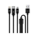 Ttec AlumiCable Trio Καλώδιο Φόρτισης και Συγχρονισμού 100 cm Μαύρο