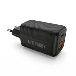 FITPADDY Φορτιστής Χωρίς Καλώδιο 65W Mini GaN Travel Charger, 1xUSB-A, 2xUSB-C Μαύρος TC65WBK - Image 2